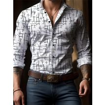 Men's New Spring And Autumn Button Down Shirt Check Print Long Sleeve Luxury Shirt Flip Lapel Oversized Outdoor Street Shot Tops