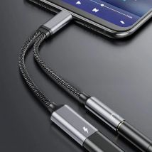NIERBO 2 in 1 USB C to 3.5mm Headphone and Charger Adapter USB C PD 3.0 Port to Aux Audio Jack Fast Charging Dongle Cable Cord