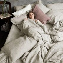 Pure Organic Flax Linen Bedding Set, Including Duvet Cover and 2 Pillow Cover, Bed Linens, Button Or Zipper Quilt Cover King