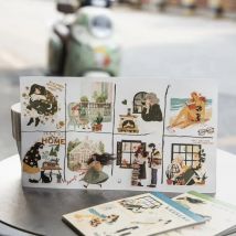 24Pcs Stickers Holiday Facts Materials Characters Landscape Books Stationery Holiday Booklets Decorating School Supplies