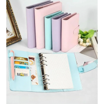Macaroon Color A6/A5 PU Leather DIY Binder Notebook Cover Diary Agenda Planner Paper Cover School Stationery