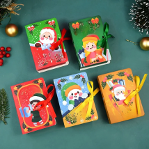 5Pcs/lot Christmas Candy Gift Boxes Bag Book Shape Cartoon Santa Claus Chocolate Box Navidad New Year Party Decoration Supplies