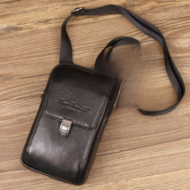 Men Messeger Bag Genuine Leather Flap Solid Multifunction Crossbody Phone Pouch Mobile Phone Credit Card Storage Bags