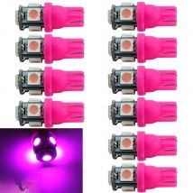 10pcs Pink Purple T10 LED 158 192 194 168 W5W 5050 SMD Car Dome License Map Light Tail Side Lights Lamp Bulb Interior Side Light