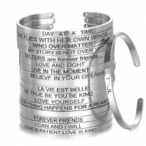 Stainless Steel Bangle Engraved Positive Inspirational Quote Mantra Cuff Titanium Steel Bracelets for Women Men 4mm Jewelry Gift