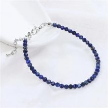 Small Lapis Lazuli Stone Bead Bracelet Faceted Mini Natural Amethysts Quartzs Gem Chain Bangle Minimalist Simple Jewelry Gift