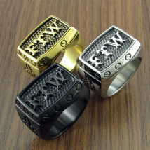 Punk 316L Stainless Steel Silver color Black FTW Middle Finger Mechanical Screw Motor Cycle Letter Biker Ring Sports Rider Ring