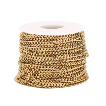 2 Meters Gold Tone 3mm Width Curb Link Chain Stainless Steel NK 1:1 Chain For DIY Handmade Necklace Bracelet Making