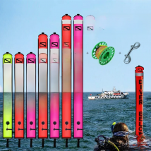 Scuba Diving 1.2m 1.5m 1.8m Buoy Colorful Visibility Safety Inflatable Smb Safety Sausage Float Set Aluminum Spool Finger Reel