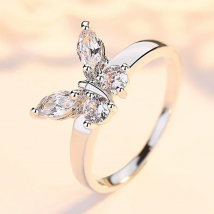 925 Sterling Silver Cubic Zirconia Butterfly Rings For Women Girls Engagement Wedding Party Punk Jewelry Gift Jlfjla