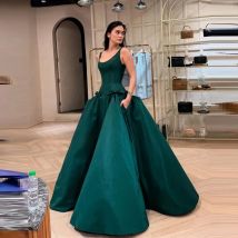 Xijun Green Luxury Satin Evening Dresses Sleeveless Bow Formal Long Prom Dresses Pleats Graduation Party Gowns 2025 Customized