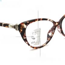 IENJOY Reading Glasses for Women Cat Eye Glasses Retro Progressive Multifocal Reading Glasses TR90 Presbyopic Eyeglasses