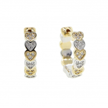 small cz heart Hoop earring gold silver plated two tone color cute lovely tiny heart Mini Huggie hoops for multi piercing