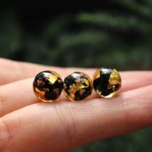 10pcs 8mm 10mm 12mm Gold foil Lampwork Beads Round Handmade Black color for jewelry Bracelet Necklace Earring Making DIY Craft