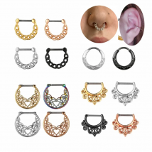 G23 Titanium Clicker Hoop Nose Ring Septum Piercing Jewelry 16G 8mm Pole Ear Helix Daith Rings Gothic Women Men Teen Accessories