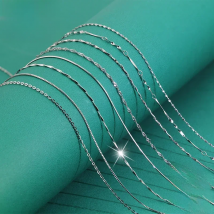 Trustdavis Genuine 925 Sterling Silver Water-wave Snake Box Chain For Woman 40cm/45cm 0.7/0.8mm Chain Necklace DC06