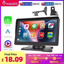 Podofo 7'' Wireless Carplay Android auto Monitor Car MP5 Player For Universal Bluetooth FM Radio Receiver TF/USB Rear View