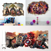 Cartoon Avengers 3D Vivid Wall Stickers  Living room bedroom wall decoration movie poster art mural wall stickers for kids rooms
