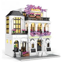 MOC Creative European Architecture Building Blocks Garden Hotel Flower Street Villa Street View Bricks Ideas Toy For Friend Gift