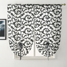 LEEJOOM Short Kitchen Curtain Modern Window Treatment Tie up Balloon Home Textile Sheer Panel Tulle White Black Jacquard