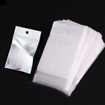 100pcs Self Sealing Plastic OPP Bags Hanging Self Adhesive White Pouches for Wedding Party Jewelry Packaging Retail Display Bag