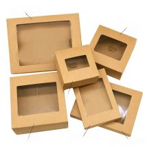 6Pcs Kraft Paper Cookie Candy Box PVC Window for Wedding Christmas Gift Boxes Packaging Decoration Birthday Party Supplies