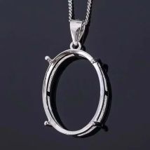Simple 925 Silver Pendant Tray Prevent Allergy Sterling Silver Necklace Pendant Bezel Jewelry DIY Supplier S925 Pendant Setting