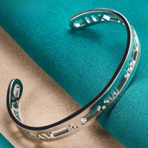 DOTEFFIL 925 Sterling Silver Roman Numerals Bangle Bracelet For Woman Man Fashion Wedding Engagement Party Jewelry