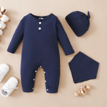 0-12 Months Newborn Baby Boy Bodysuit Toddler Baby Romper Long Sleeves Letter Print Jumpsuit+Hat Fashion Cute Style Daily Wear