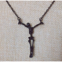 Gothic Skeleton Cross Skull Necklace Anatomical Bone Halloween Anatomy Disco Pub Soul Black Pendant Goth Jewelry