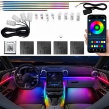 18in1 256 Colors RGB Symphony Car Ambient Light Interior Acrylic Guide LED Strip Light Decoration Atmosphere Lamp by APP Control