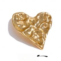 Yhpup Stainless Steel Metal Hammer Heart Love Fashion Brooch Pin Jewelry 18K PVD Plated Clothing Accessory Waterproof Wholesale