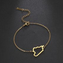 EUEAVAN 1pc Hollow Syria Map Stainless Steel Charm Bracelet Lebanon Egypt Yemen Country Bracelets Jewelry Gifts New Year