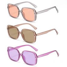 3pcs Square Big Frame Sunglasses Woman Retro Vintage Colorful Sun Glasses Female Outdoor Sport Unisex Eyewear Travel Goggle