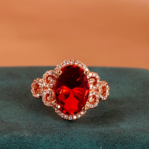 Cellacity silver 925 Ring With Big Oval Ruby Gemstone silver Jewelry  women Engagement Wholesale girl size  6-10