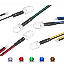 10pcs 10mm 12V Prewired LED Diode 5V 6V 9V Light Beads White Red Green Blue Yellow Bright Emitting Pre Wired Cable DIY Lamp Bulb