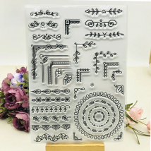 Alinacutle CLEAR STAMPS Leaf Flower Border Corner Scrapbooking Card Album Paper Craft Rubber Roller