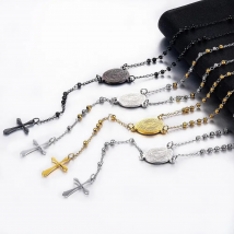 New Jesus Stainless Steel Cross Rosary Christian Catholic Religious Chain Characteristic Style Men And Women Jewelry