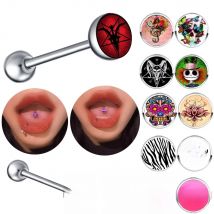 28 Styles Tongue Ring Piercing Punk Stainless Steel 2pcs Snake Eye Letter Sexy Nightclub Bar Tongue Stud Piercing Body Jewelry