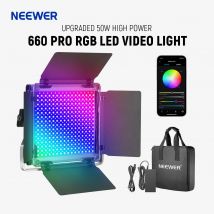 Neewer 660 PRO Luce video LED RGB da 50 W con controllo APP 360 °   Luce video a colori con supporto Barndoor/U per fotografia in studio