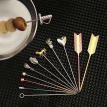 Cocktail Pick Stainless Steel Fruit Sticks Bar Tools Drink Stirring Sticks Martini Picks Party Wedding Accessory