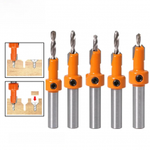 Countersink Drill Slot Bit 8 mm Shank with Depth Stop for Wood Hole Screw Cutter Adjustable with Hex Key Wrench