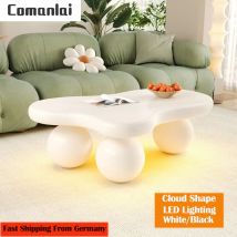 Comanlai Couchtisch mit LED-Beleuchtung, einzigartiger Design-Beistelltisch in Wolkenform, runde Beine, Teetisch für Wohnzimmer, Büro, Weiß