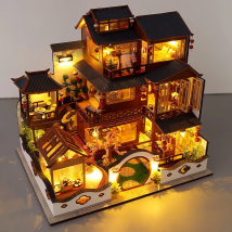 DIY Miniatures Wooden Dollhouse Kit Furniture Chinese Roombox Model Large Villa Doll House Casa Assembled Toys for Adults Gifts