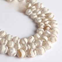 8/10mm Natural Stone Faceted White Water Wave Stripe Agates Loose Round Beads for Jewelry Making DIY Bracelet Necklace 15 inch