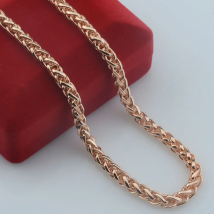 3mm 5mm Women Chains Classic Men 585 Rose Gold Color Wheat Necklace