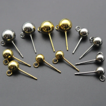 20Pcs/Lot Stainless Steel 3 4 5 6 8mm Ball Earring Studs Earring Posts Pin with Open Rings For DIY Jewelry Making Findings