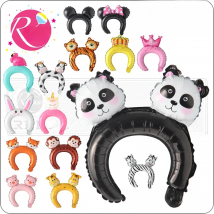Cartoon Crown inflated headband foil balloon rabbit bear animal balloon children's toys birthday party decoration kids gift