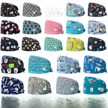 Dentistry Pet Medical Scrub Pharmacist Clinic Hat Dentist Lab Cap Nurse Surgical Working Caps Nursing Hats Cotton with Button