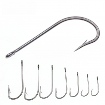 Elllv 50pcs #8 - 2/0 Stainless Steel Long Shank O'SHAUGHNESSY Hook Live Bait Fishhook Minnow Sculpin Saltwater Flies Tying Hook